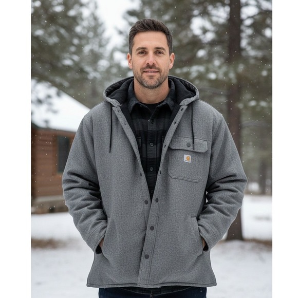 Carhartt Other - Carhartt Rain Defender Hooded Jacket Men's 3XLBlack Heather Heavyweight TJ5022-M